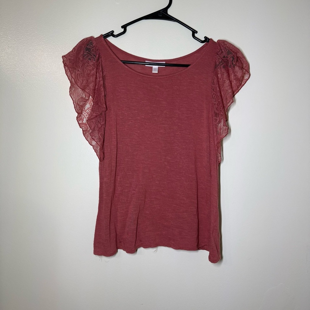 Lauren Conrad Flutter Sleeve Blouse - Mauve